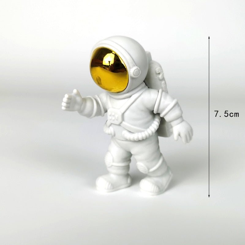 3Pc Astronaut Decor Action Figures and Moon Home Decor Resin Astronaut Statue Room Office Desktop Decoration Presents Boy Gift - homemotto