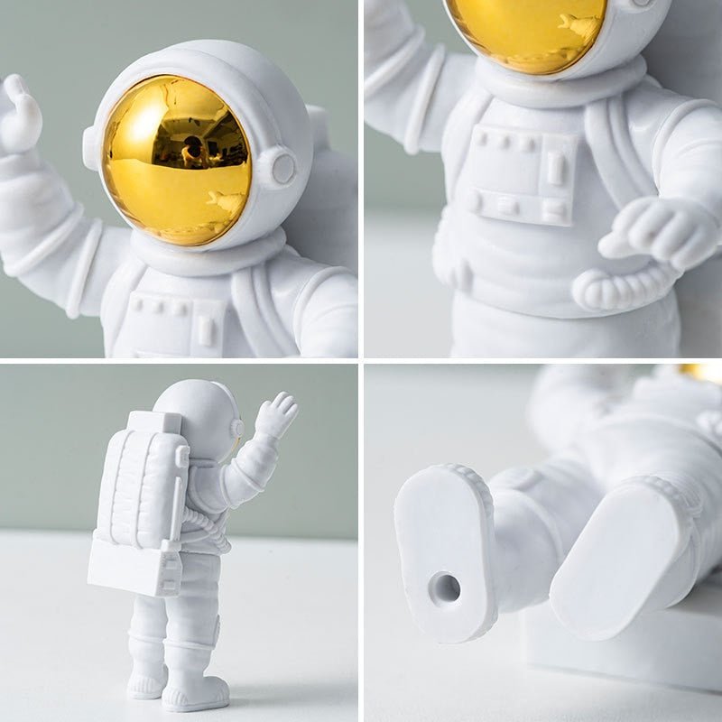 3Pc Astronaut Decor Action Figures and Moon Home Decor Resin Astronaut Statue Room Office Desktop Decoration Presents Boy Gift - homemotto