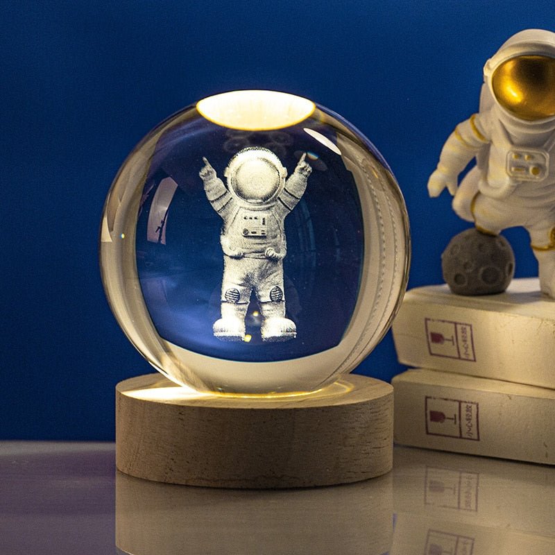 Moon Galaxy Projectors Atmosphere 3D Crystal Ball LED Night Light Home Bedroom Decor USB Plug-in Night Lamp Kids Couple Gifts - homemotto