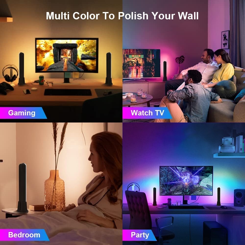 RGB Smart LED Light Bar WiFi Bluetooth Desktop Background Atmosphere Light Music Sync TV Wall Computer Game Bedroom Night Light - homemotto
