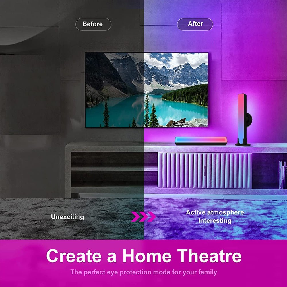 RGB Smart LED Light Bar WiFi Bluetooth Desktop Background Atmosphere Light Music Sync TV Wall Computer Game Bedroom Night Light - homemotto