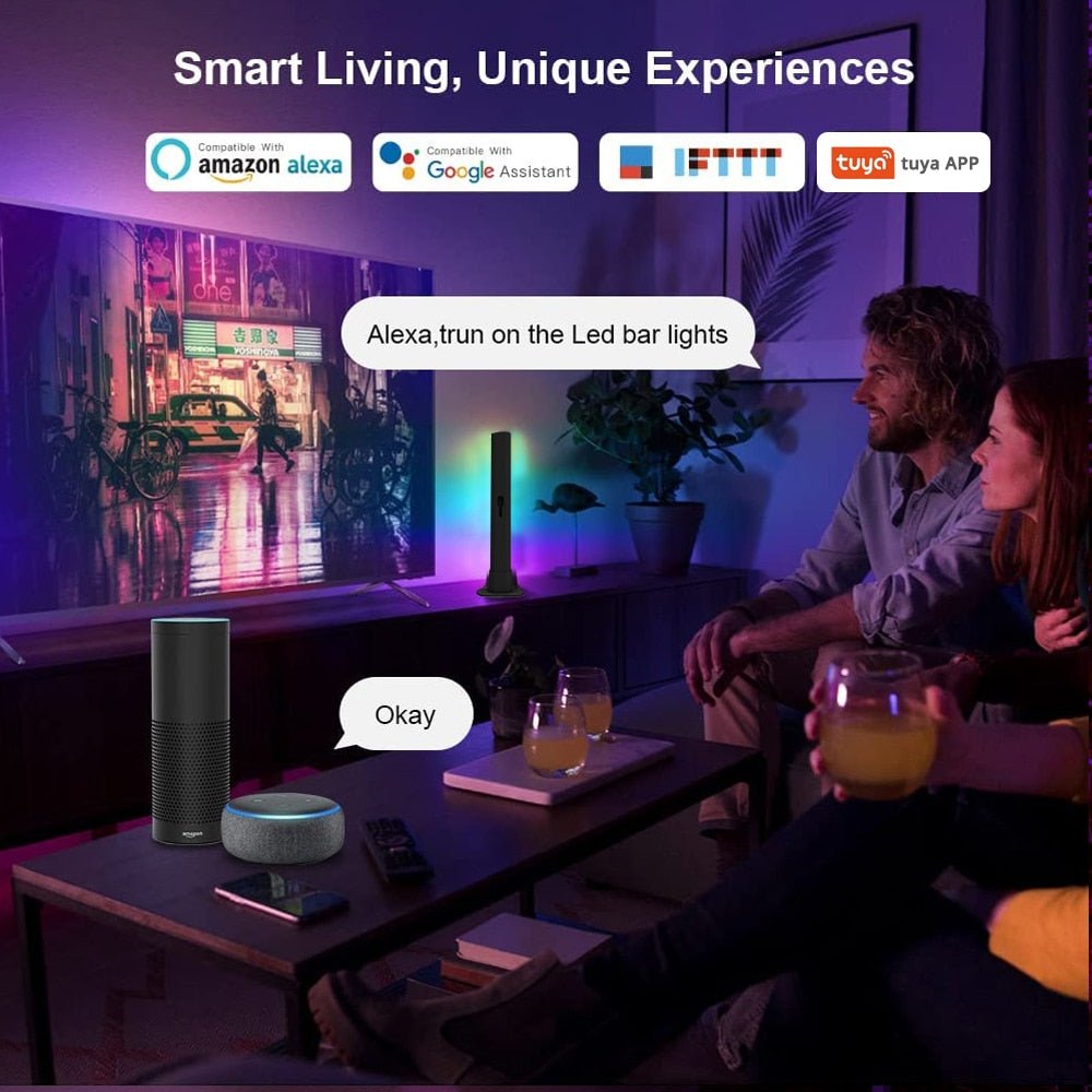 RGB Smart LED Light Bar WiFi Bluetooth Desktop Background Atmosphere Light Music Sync TV Wall Computer Game Bedroom Night Light - homemotto