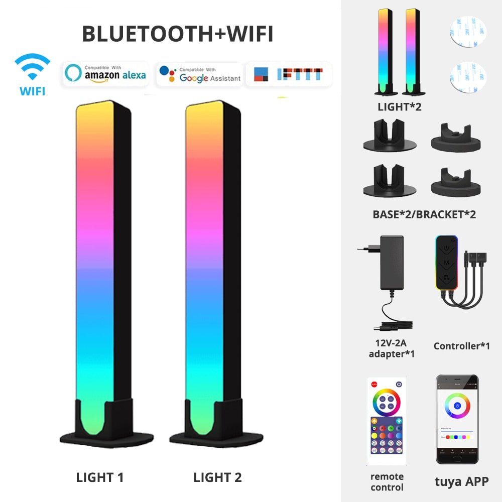 RGB Smart LED Light Bar WiFi Bluetooth Desktop Background Atmosphere Light Music Sync TV Wall Computer Game Bedroom Night Light - homemotto