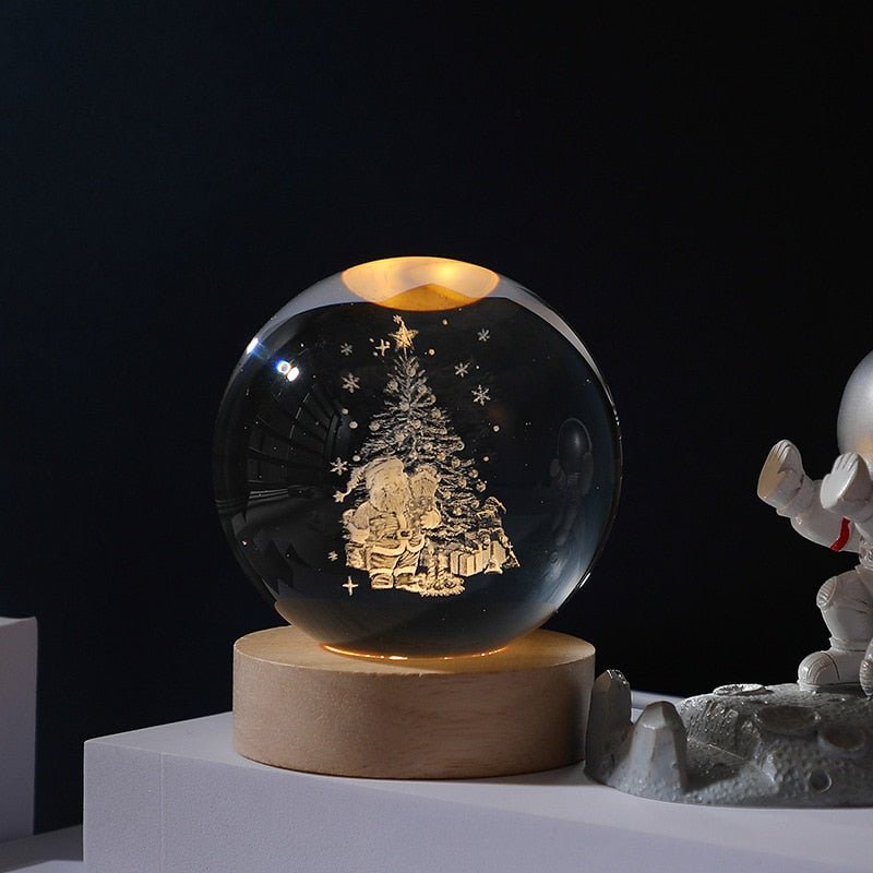 Moon Galaxy Projectors Atmosphere 3D Crystal Ball LED Night Light Home Bedroom Decor USB Plug-in Night Lamp Kids Couple Gifts - homemotto