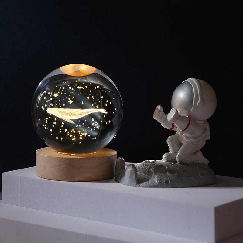 Moon Galaxy Projectors Atmosphere 3D Crystal Ball LED Night Light Home Bedroom Decor USB Plug-in Night Lamp Kids Couple Gifts - homemotto