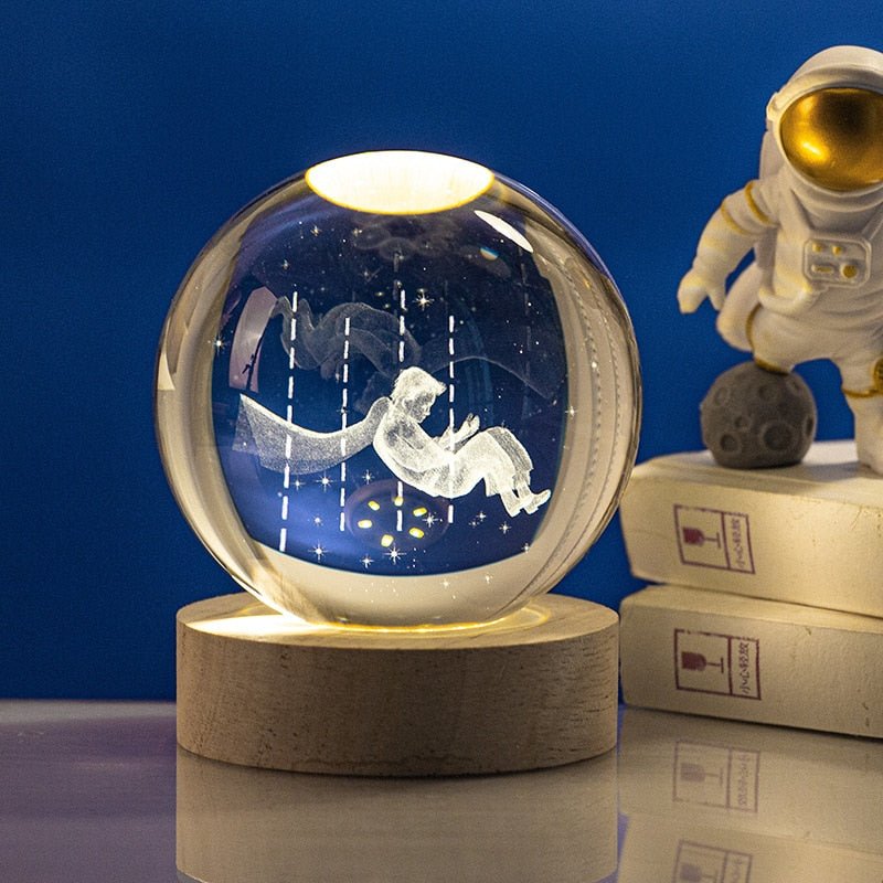 Moon Galaxy Projectors Atmosphere 3D Crystal Ball LED Night Light Home Bedroom Decor USB Plug-in Night Lamp Kids Couple Gifts - homemotto