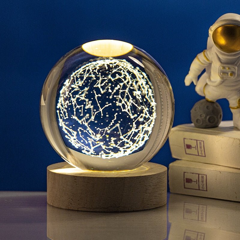 Moon Galaxy Projectors Atmosphere 3D Crystal Ball LED Night Light Home Bedroom Decor USB Plug-in Night Lamp Kids Couple Gifts - homemotto