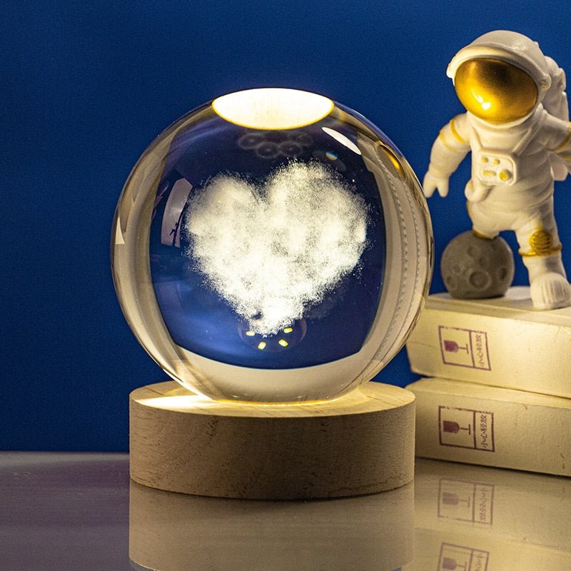 Moon Galaxy Projectors Atmosphere 3D Crystal Ball LED Night Light Home Bedroom Decor USB Plug-in Night Lamp Kids Couple Gifts - homemotto