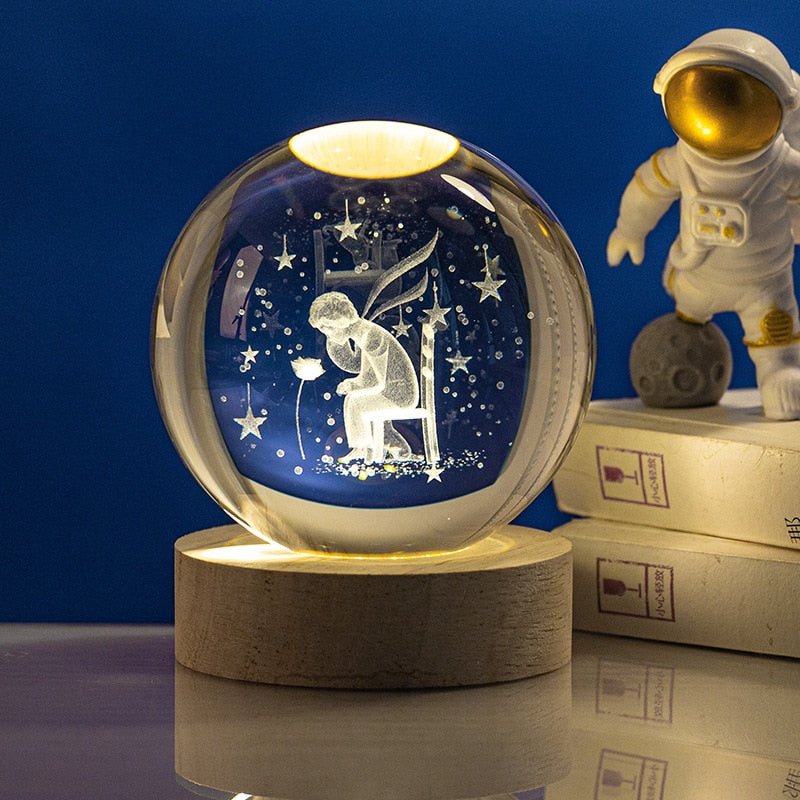 Moon Galaxy Projectors Atmosphere 3D Crystal Ball LED Night Light Home Bedroom Decor USB Plug-in Night Lamp Kids Couple Gifts - homemotto