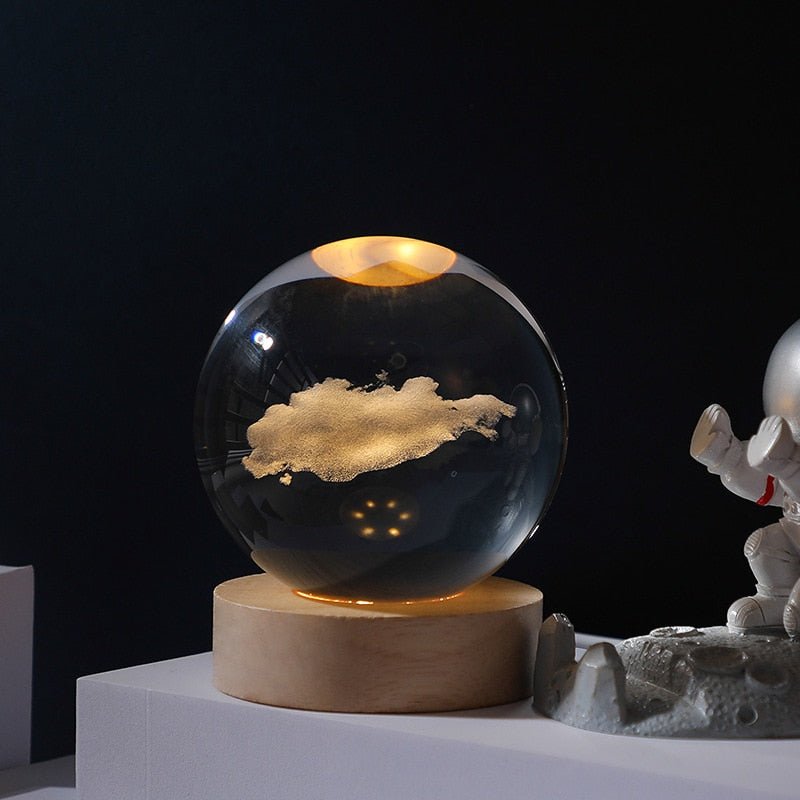 Moon Galaxy Projectors Atmosphere 3D Crystal Ball LED Night Light Home Bedroom Decor USB Plug-in Night Lamp Kids Couple Gifts - homemotto