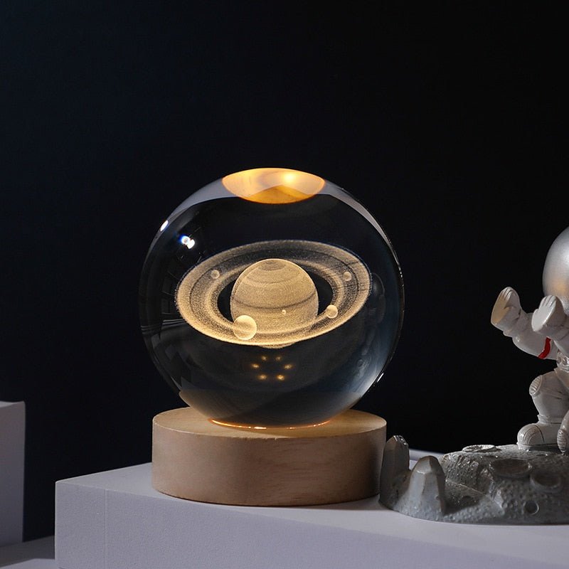 Moon Galaxy Projectors Atmosphere 3D Crystal Ball LED Night Light Home Bedroom Decor USB Plug-in Night Lamp Kids Couple Gifts - homemotto