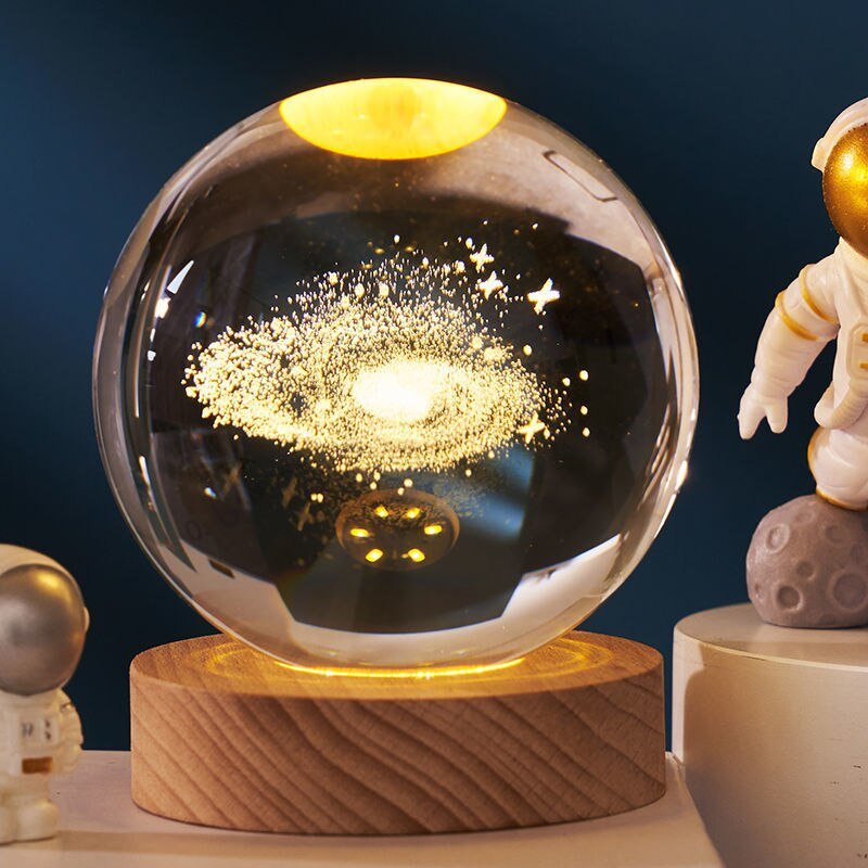 Moon Galaxy Projectors Atmosphere 3D Crystal Ball LED Night Light Home Bedroom Decor USB Plug-in Night Lamp Kids Couple Gifts - homemotto