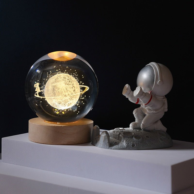 Moon Galaxy Projectors Atmosphere 3D Crystal Ball LED Night Light Home Bedroom Decor USB Plug-in Night Lamp Kids Couple Gifts - homemotto