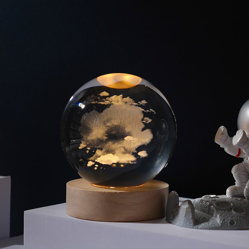 Moon Galaxy Projectors Atmosphere 3D Crystal Ball LED Night Light Home Bedroom Decor USB Plug-in Night Lamp Kids Couple Gifts - homemotto