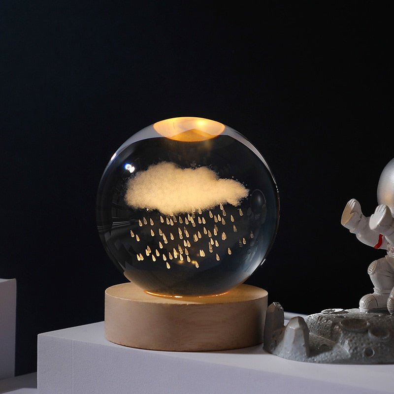 Moon Galaxy Projectors Atmosphere 3D Crystal Ball LED Night Light Home Bedroom Decor USB Plug-in Night Lamp Kids Couple Gifts - homemotto