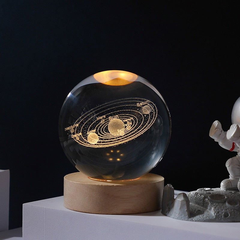Moon Galaxy Projectors Atmosphere 3D Crystal Ball LED Night Light Home Bedroom Decor USB Plug-in Night Lamp Kids Couple Gifts - homemotto
