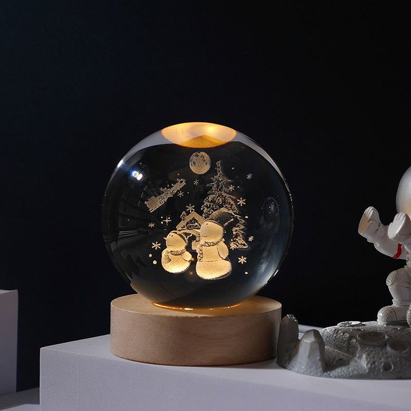 Moon Galaxy Projectors Atmosphere 3D Crystal Ball LED Night Light Home Bedroom Decor USB Plug-in Night Lamp Kids Couple Gifts - homemotto