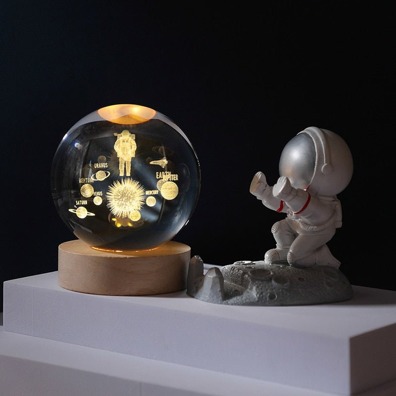Moon Galaxy Projectors Atmosphere 3D Crystal Ball LED Night Light Home Bedroom Decor USB Plug-in Night Lamp Kids Couple Gifts - homemotto